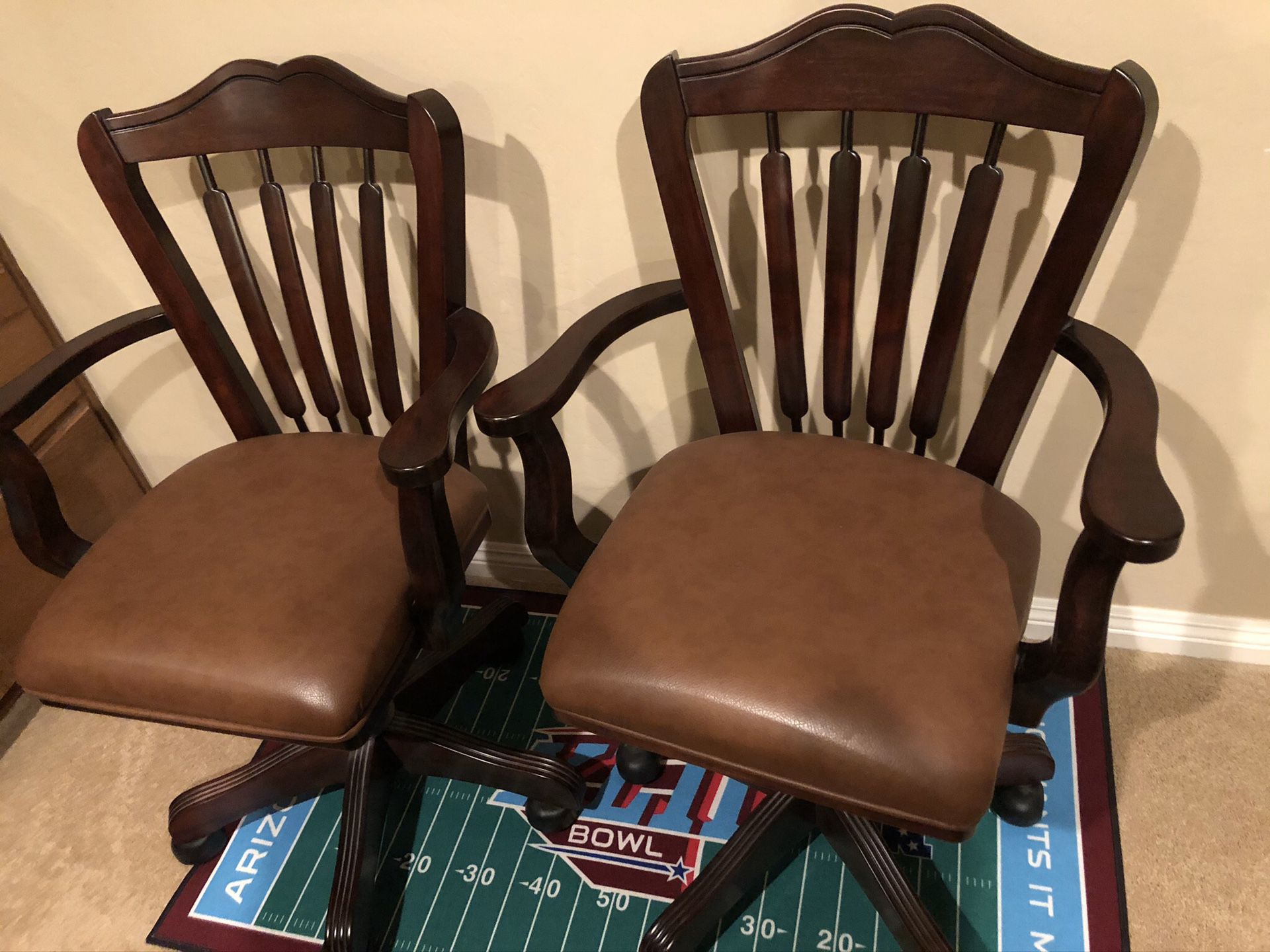 (2) Solid Wood Poker Chairs