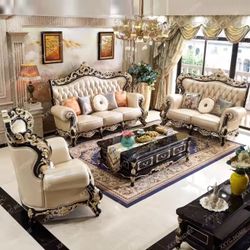 Luxury European Genuine Leather Sofa Set – 3 Piece Living Room Set