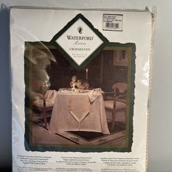 Waterford Linens Crosshaven 60x104 Tablecloth Oblong Gold NEW Seats 8-10 Banquet