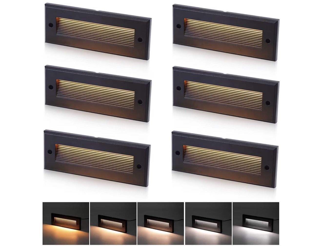 Brand New In The Box- [6 Pack] Cloudy Bay 5CCT Low Voltage LED Outdoor Step Lights 12V-15V 3W/5W Dual-Bright Selectable Landscape Stair Lights,10 Inch