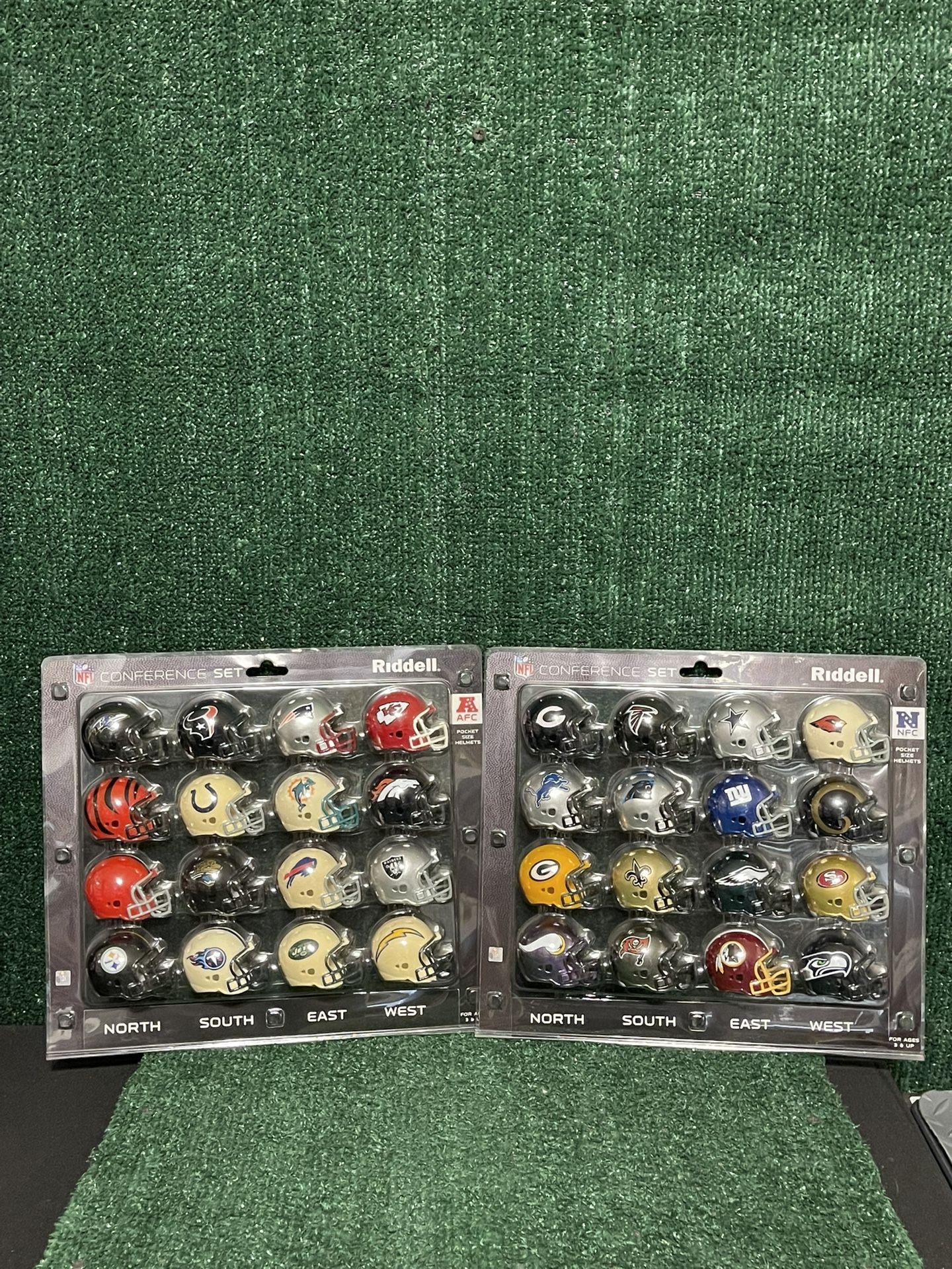 RARE 2012 Riddell NFL NFC AFC Pocket Size Helmets Conference Set With Redskins.