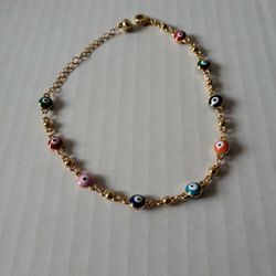 Multi Color Evil Eye Ankle Bracelet 