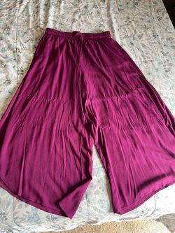 Magenta Wide-Leg Drawstring Pants