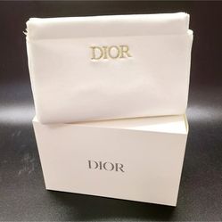 Rare Dior White And Gold Authentic  Velvet Cosmetic Bag NIB
