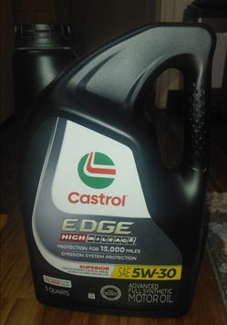 5-Quarts - Castrol EDGE High Mileage 5W-30 Advanced Full Synthetic Motor Oil.