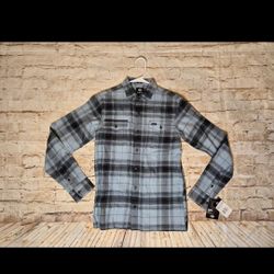 Dickies (67 Collection) Blue Plaid Flannel Sz:Sm Long Sleeve Slim Fit Shirt NEW