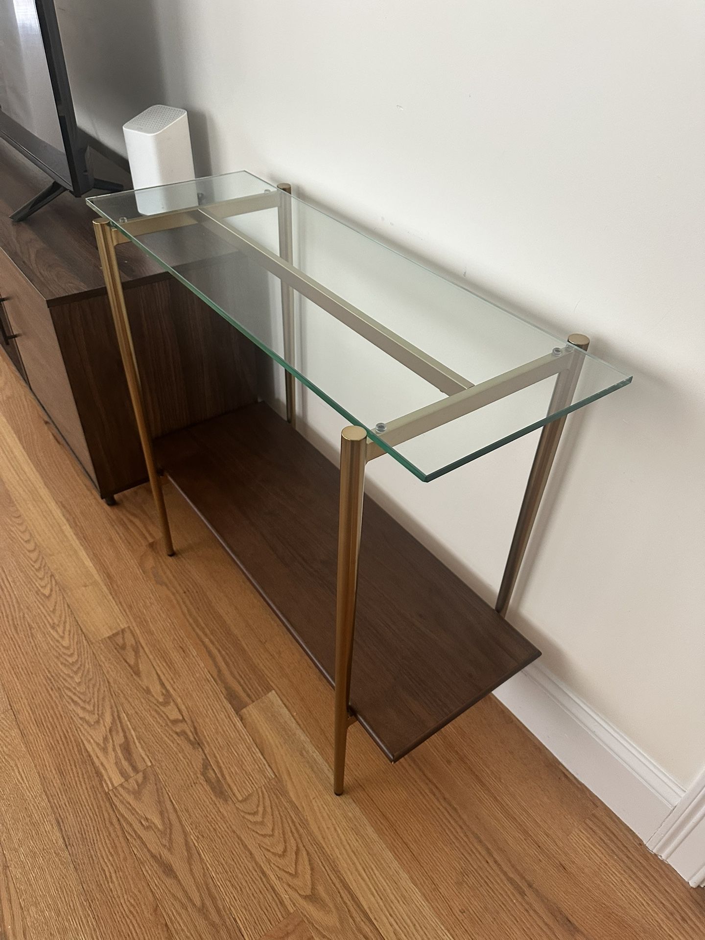 West Elm Glass & Wood Console Table - $100 OBO