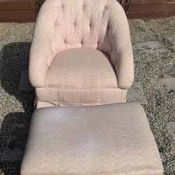 Vintage Pink Chair And Ottoman 