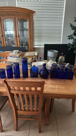 Blue Glass Jar Set 