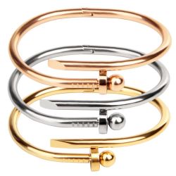 Simple Spherical Couple Stainless Steel Bangle