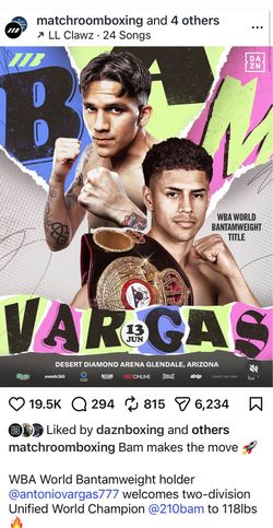 Boxing -Jesse Rodriguez vs Antonio Vargas Sat • Jun 13, 2026 • 2:35 PM - Desert Diamond Arena