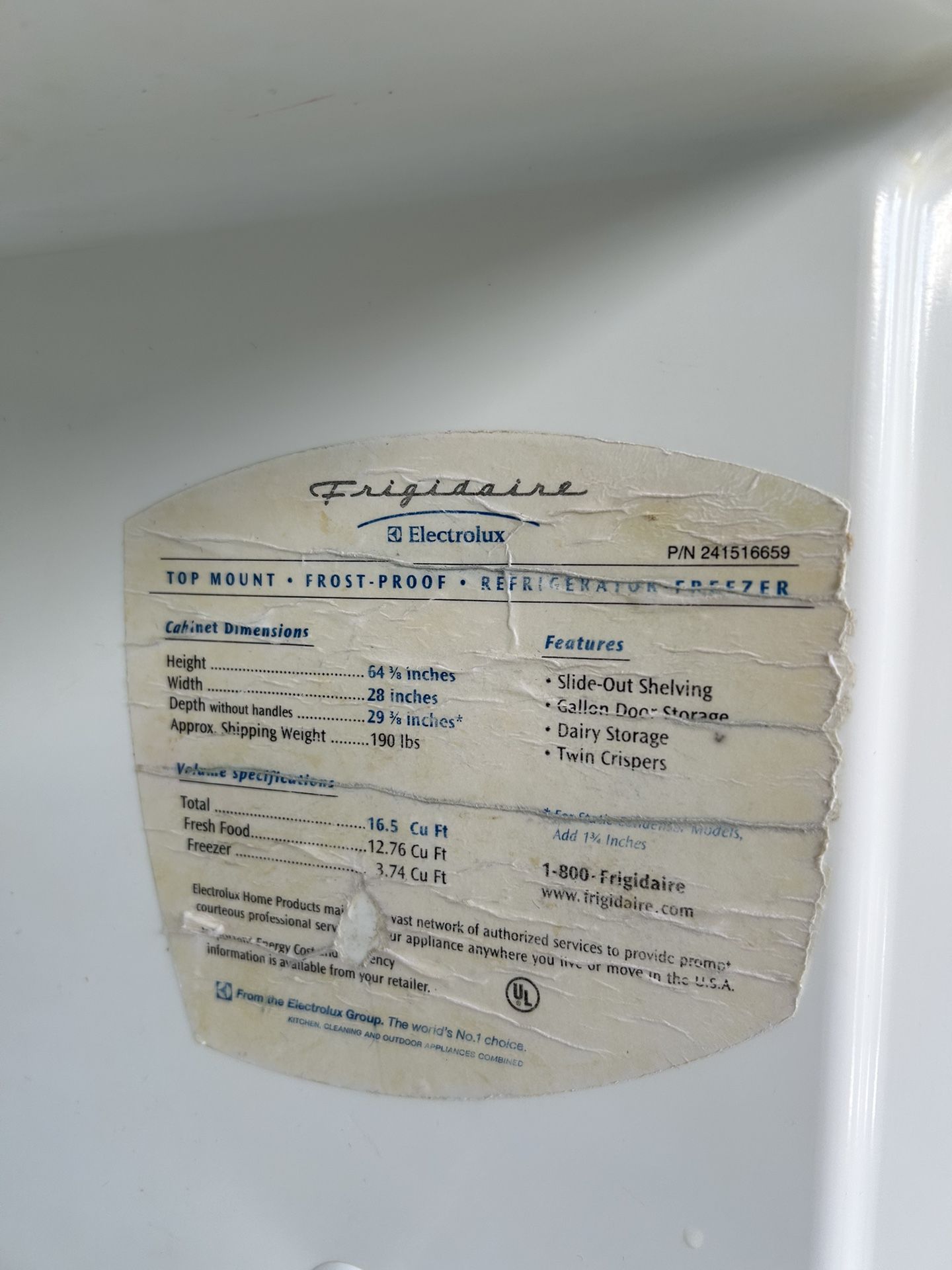 Frigidaine Refrigerator