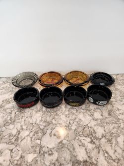 8 Vintage Casino Glass Ashtrays