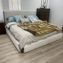 White Queen Size Bed - Modern Style Platform Bed