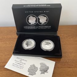 Morgan and Peace Dollar 2023 Two-Coin Reverse Proof Silver Coin Set