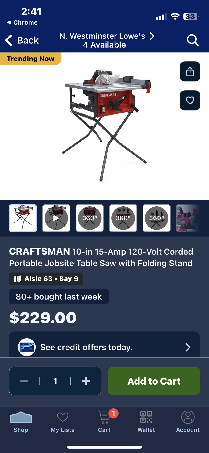 Craftsman 10inch Table Saw