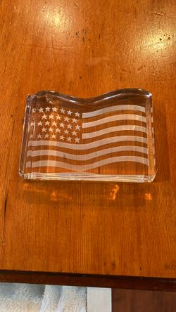 Val St Lambert Tiffany Crystal American Flag 