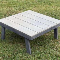 Slate Wood Top Metal Frame Grey Outdoor Low Coffee Table