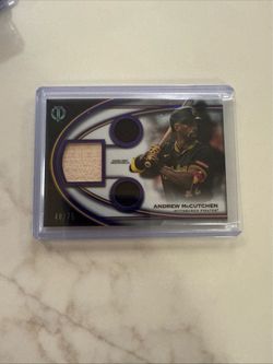 1798 TOPPS TRIBUTE MLB ANDREW MCCUTCHEN TRIPLE RELICS PURPLE /75