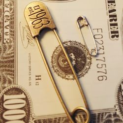 Jumbo Solid Brass Safety Pin Brooch