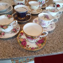 English Fine Bone China Teacups And Saucers