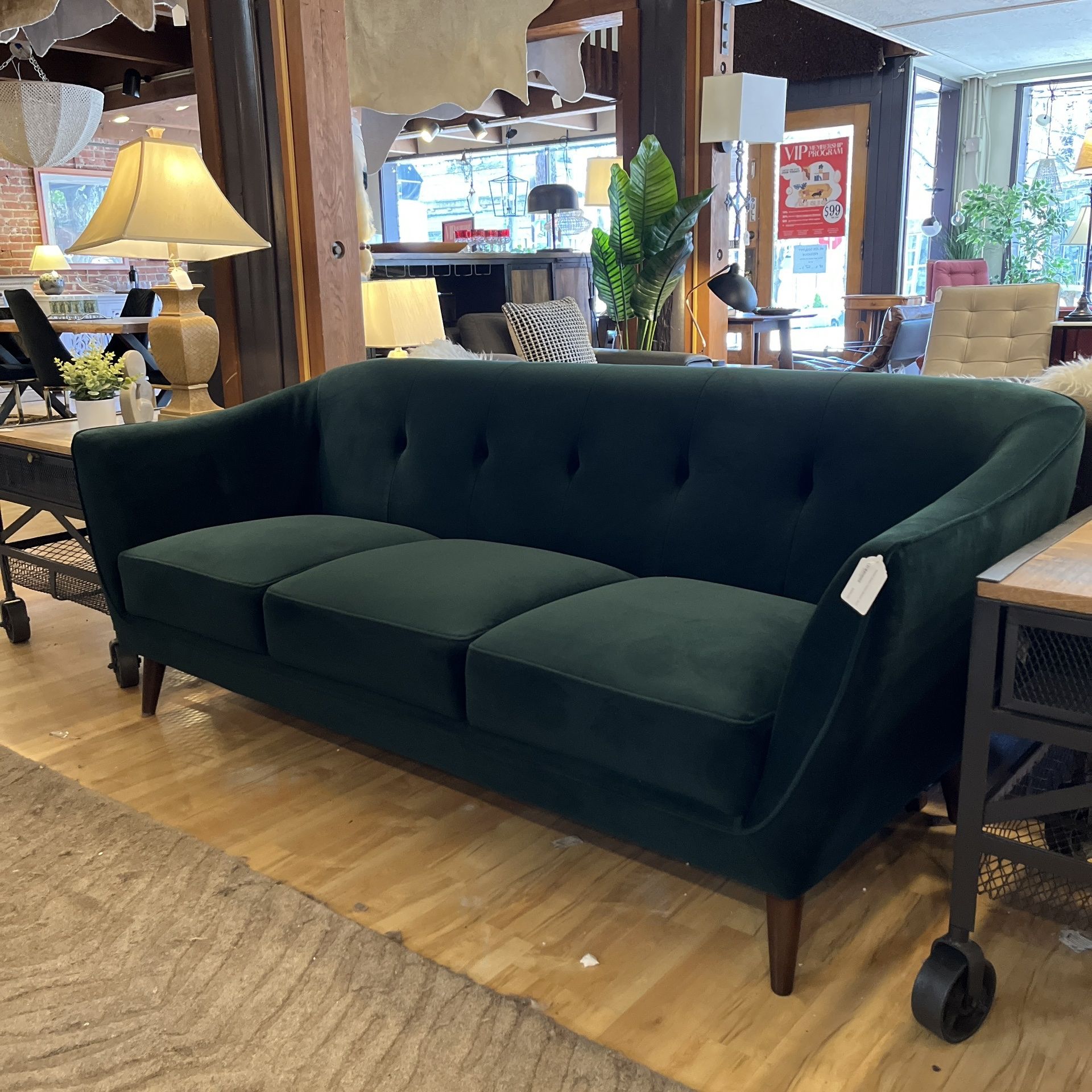 Forest Green Velvet Bucket Sofa