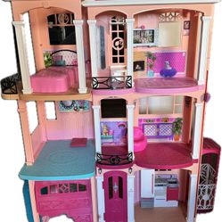 Mattel Barbie 3 Story Pink Doll Town house Dreamhouse Townhouse