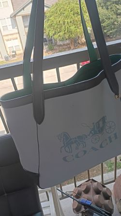 Coach Tote leather  Twilight blue and green