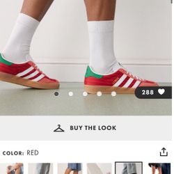 Brand New : adidas Originals Gazelle Indoor sneakers in red with green heel tabs (Men’s Size 9)