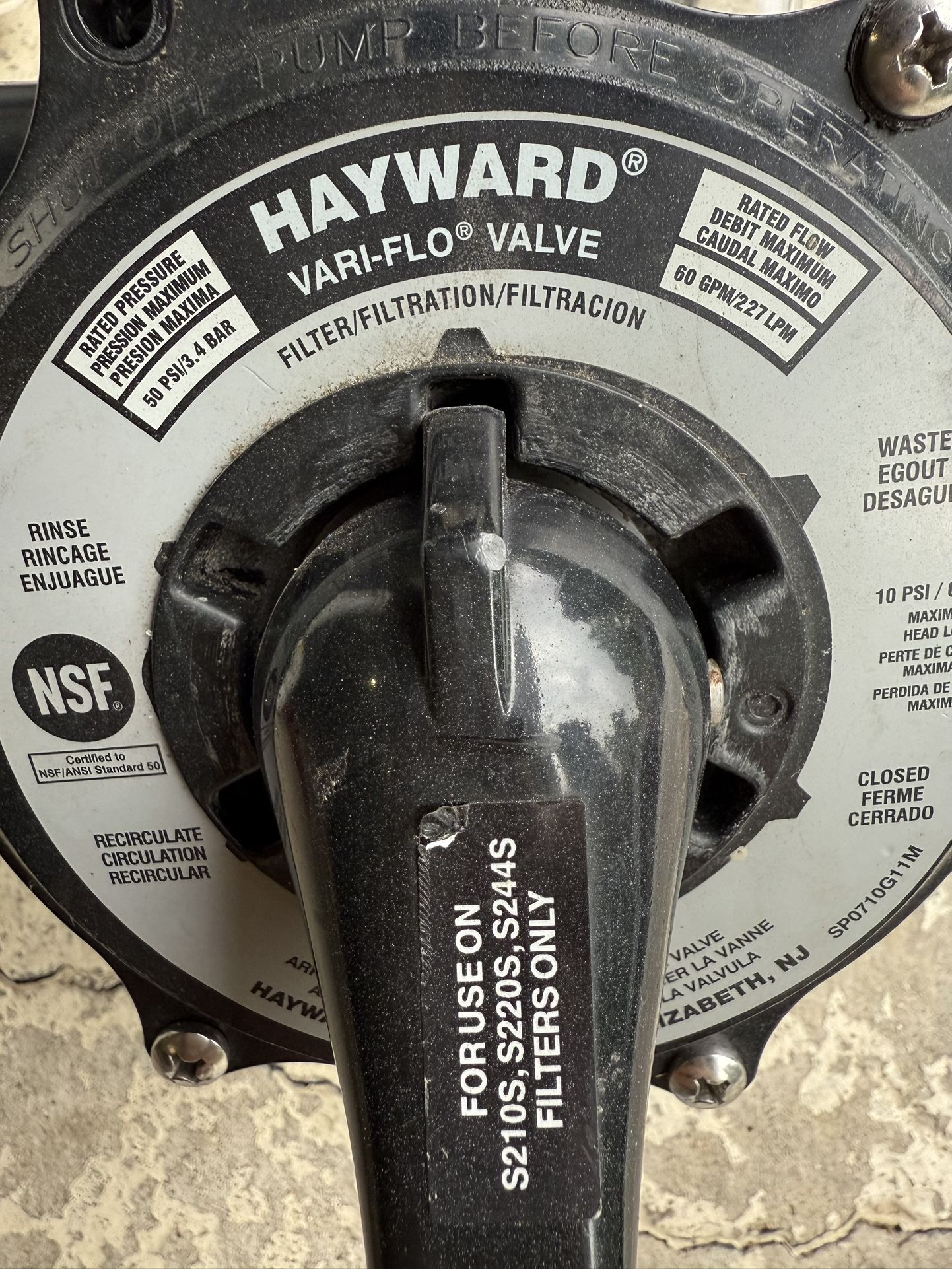 Brand New HAYWARD VARI-FLO VALVE