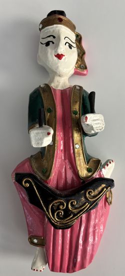 10” Tall Vintage Hand Carved Wooden Doll for Wall Decor from Thailand . Available at Coral Gables. Hablo Español.