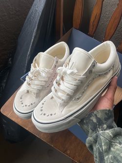 White pearlized vans