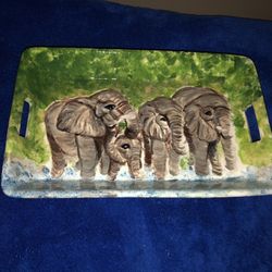 NEW HAND PAINTED ELEPHANTS TRAY