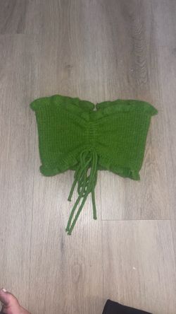 Shein green medium crochet tie crop top