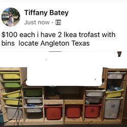 lora trofast with bins $100 each 