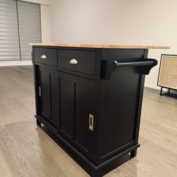 Black Wood Top Kitchen Island
