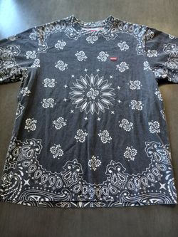 Supreme Small Boxed Black Bandana T Shirt Size Medium