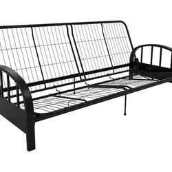 Black Metal Futon With Memory Foam Mattress And Cover