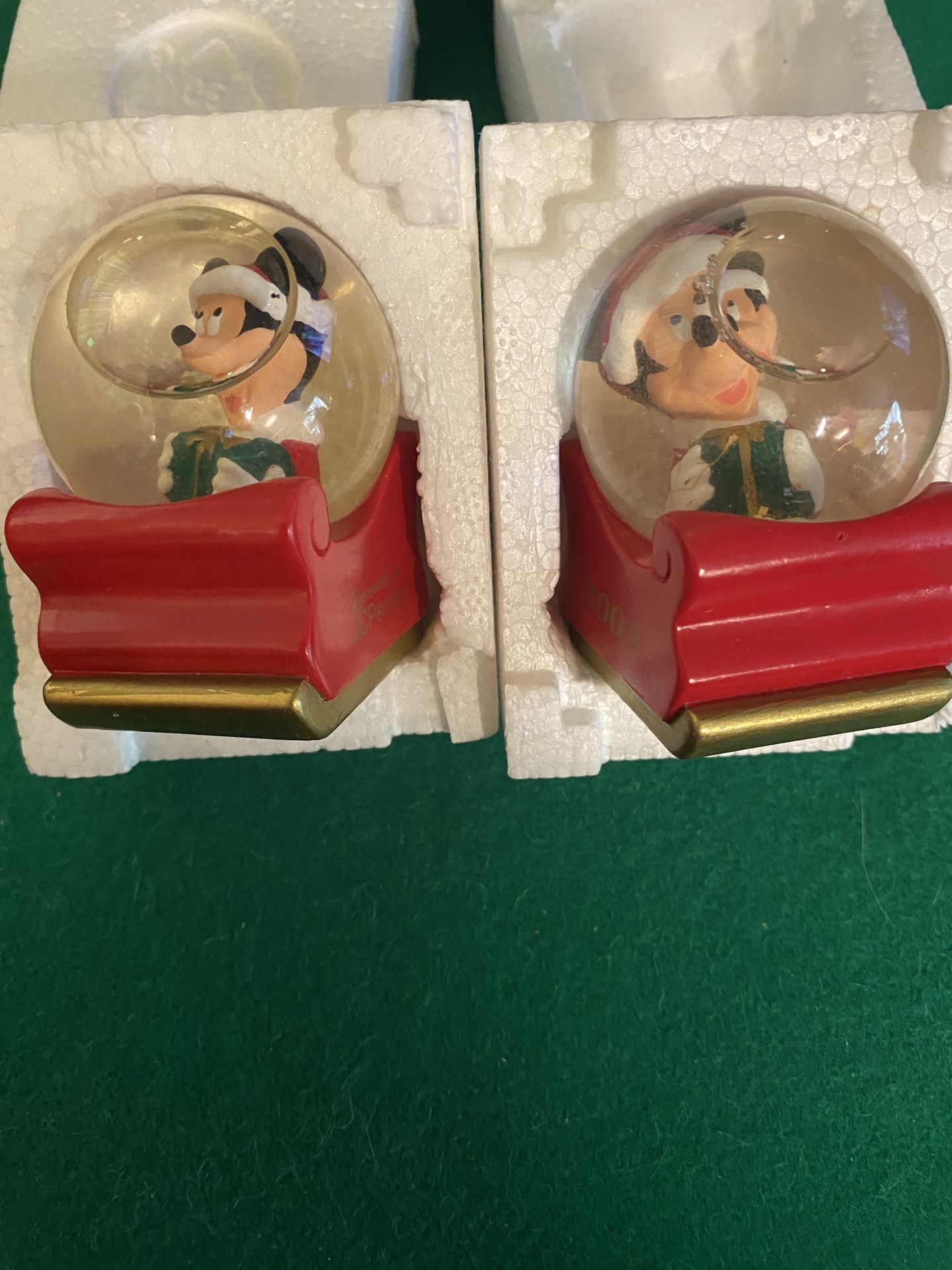 Lot Of 2–2003 Mickey Mouse Mini Snow Globes Jc Penny Collectibles 2 1/2”