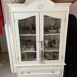 Shabby Chic White Armoire/ Dresser /Display Cabinet 