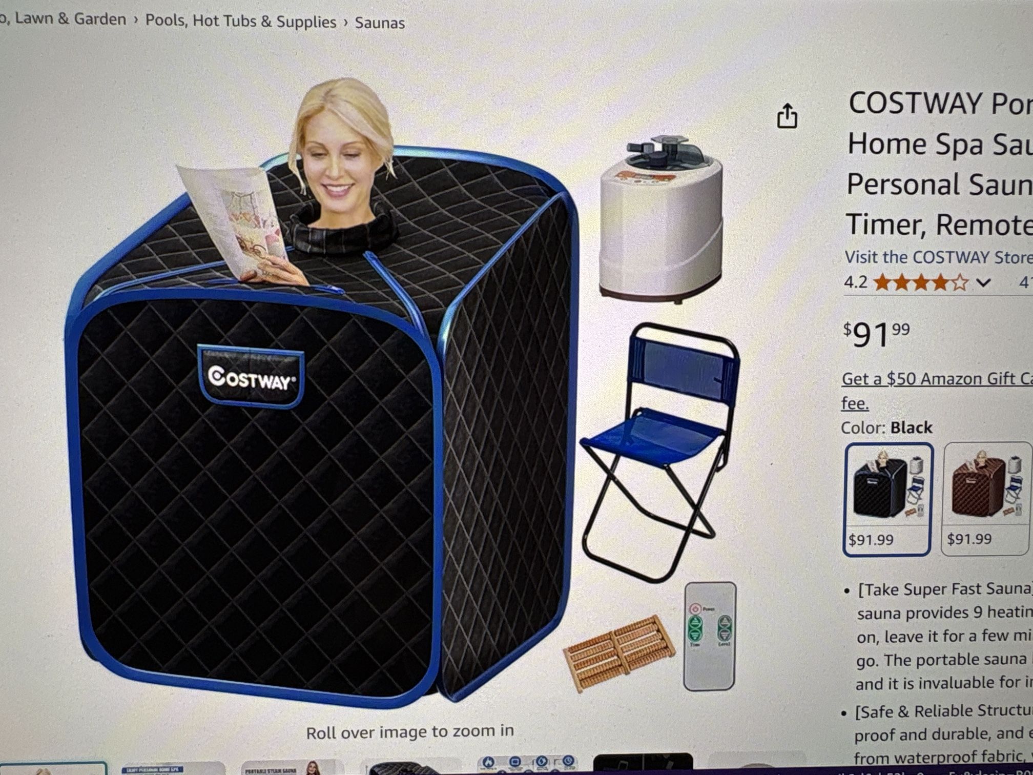 COSTWAY Portable Steam Sauna