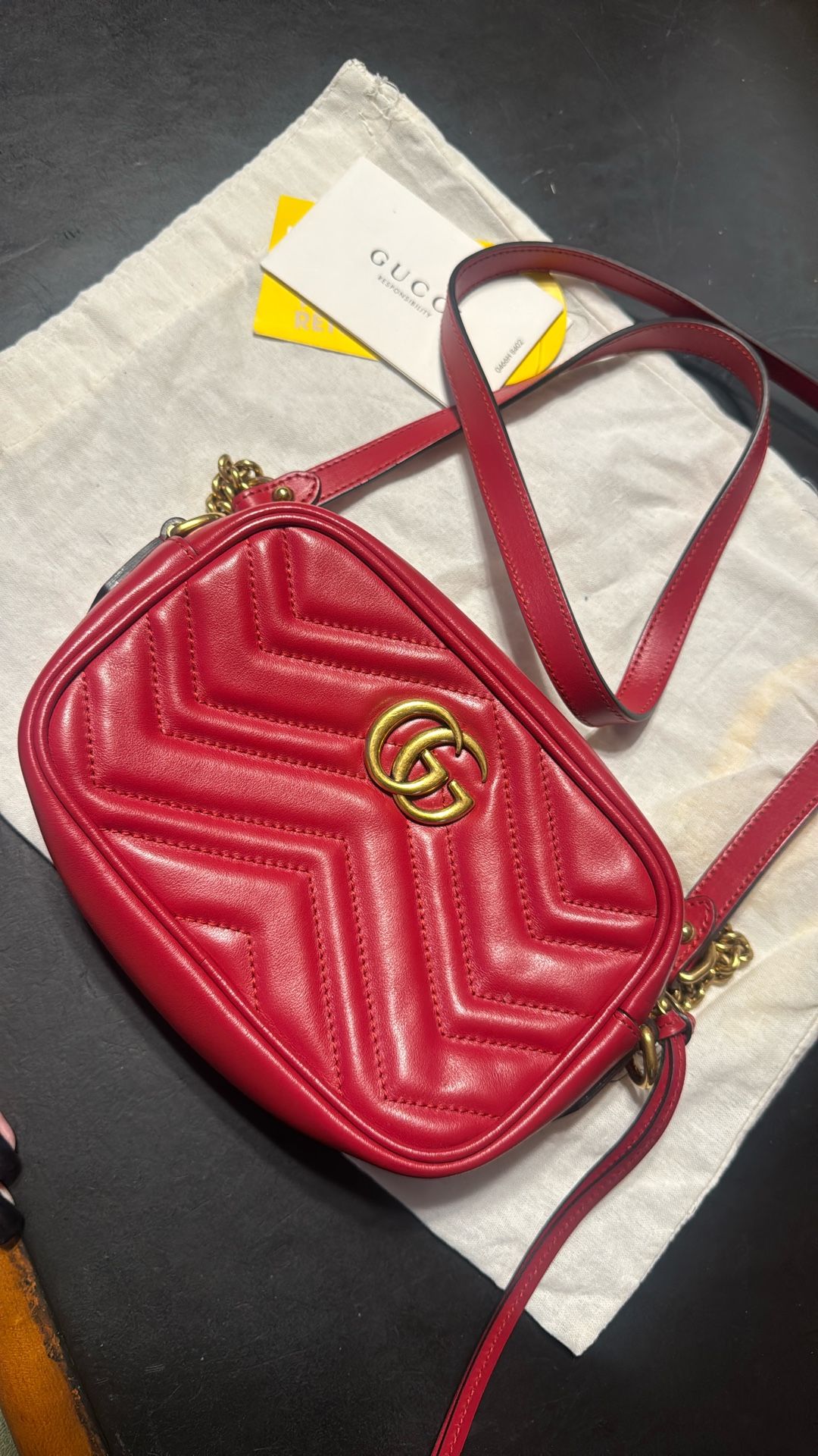 Gucci Marmont Double GG camera Bag red 