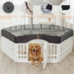 Dog Mesh Top Cover - Fits 8 Panels 24 Inch Pet Pen (Only Pen Top Cover)