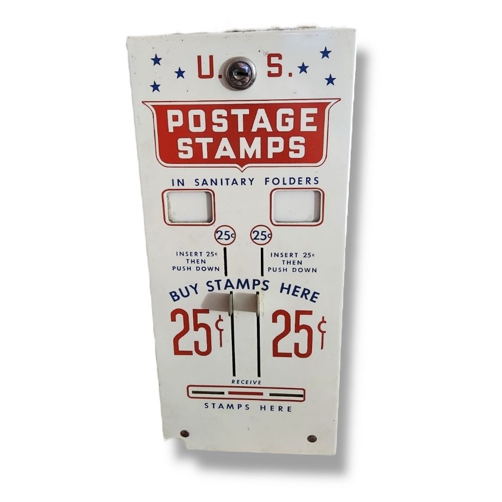 Vintage metal Usps post office stamp dispenser machine 