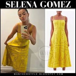 Valentino COTTON GUIPURE LACE MIDI DRESS yellow Dress