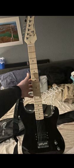 Electric Guitar, Case and Mini Amp