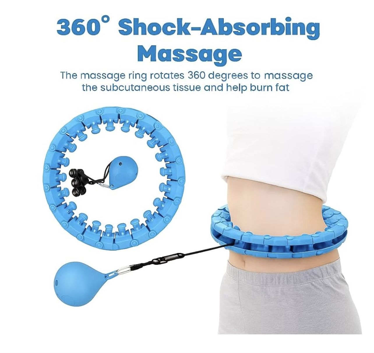 Smart Weighted Hula Hoop for Adults - 24 Detachable Knots, Adjustable Infinity Fitness Hoop for Weight Loss & Exercise, 360° Auto-Spinning Massage Hoo