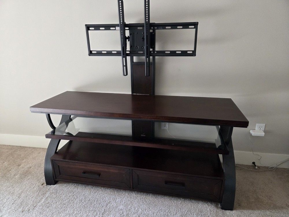 TV Stand, Wood Metal and Glass