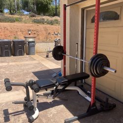 Weight Set Tower And Adjustable Bench
