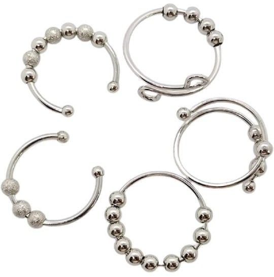 Fidget Rings Pack, 5pcs Fidget Sensory Rings Set Anxiety Rings with Beads for Girls Women

